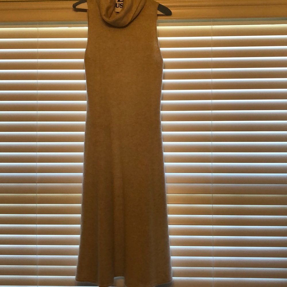 Cowell neck cashmere long sleeveless dress